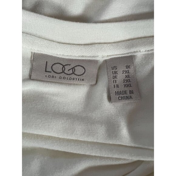 Lori Goldstein LOGO Womens Ivory Tunic Top With Lace Hem Detail Size 1X Soft Str - Picture 11 of 16